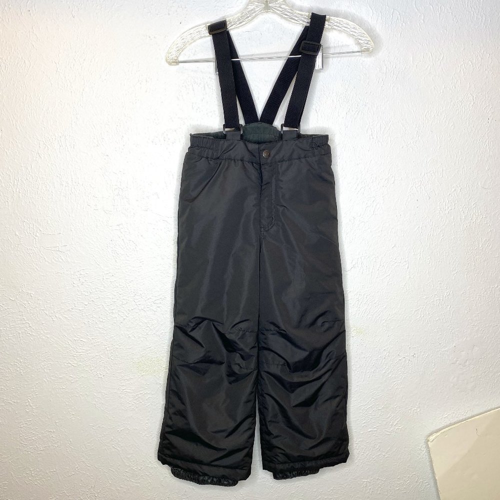 Pulse kids unisex small 4/5 suspender ski/snow pants in black.